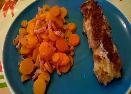 Filets de dinde panés et carottes vichy