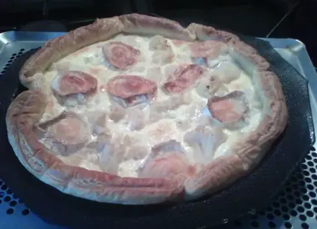 Tarte au chou-fleur, chèvre et lardons