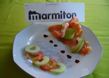 Puits de concombre aux crevettes et au saumon