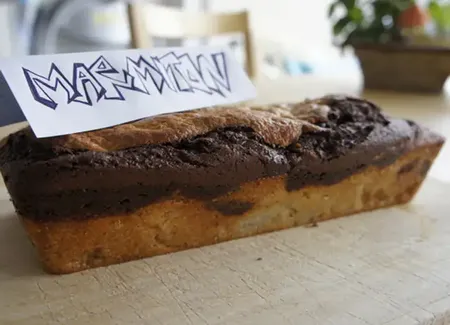 Cake marbré banane-chocolat