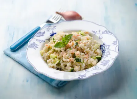 Risotto au saumon frais et courgettes