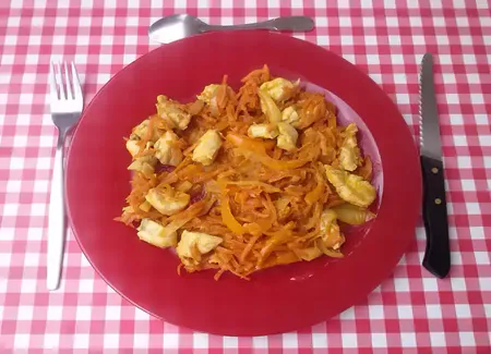 Poulet carottes-poivron à l'asiatique