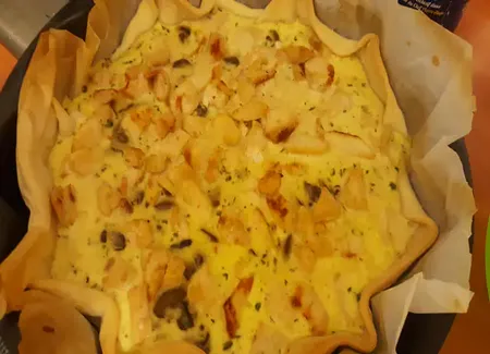 Tarte poulet et champignons