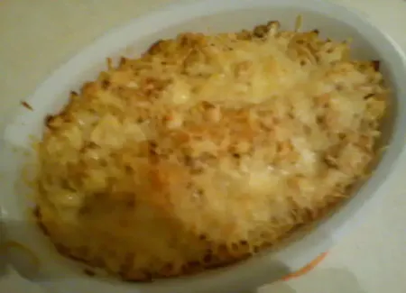 Gratin de riz pilaf aux poireaux
