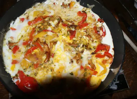 Omelette poivron-champignon légère