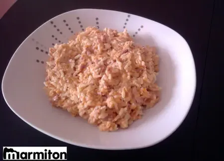Riz, lardons et carottes cuites