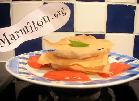 Croustillant de thon au coulis de poivrons
