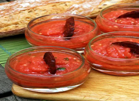 Crème de tomates au chorizo