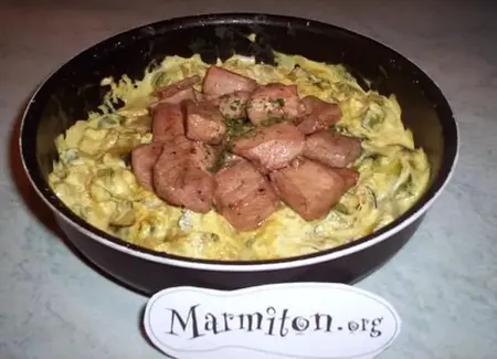 Veau mariné et courgettes au curry