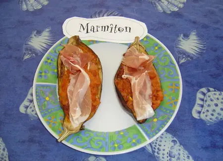Aubergines au chèvre et au jambon