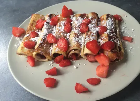 Breakfast roulés au nutella et aux fraises