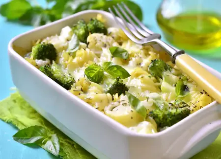 Gratin de brocolis et haricots verts