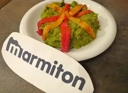 Purée aux haricots verts et poivrons grillés
