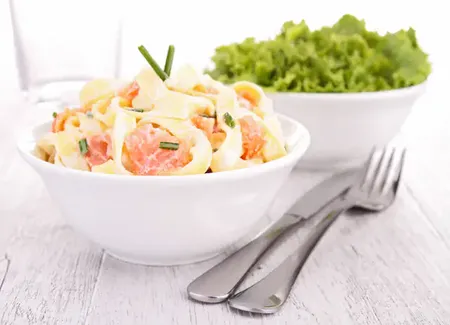 Spaghettis au saumon fumé