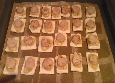 Feuilletés de pommes caramélisées et boudins blancs