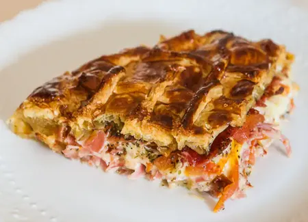 Tarte mozza jambon cru