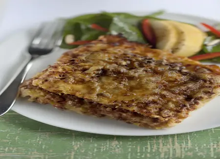 Gratin de ravioles aux poireaux et à la viande
