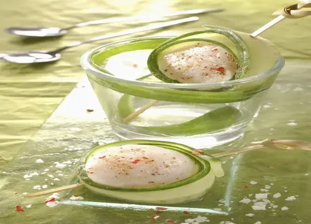 Sushis de concombre aux saint-jacques