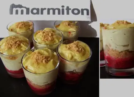 Verrines pistaches, framboises et spéculoos