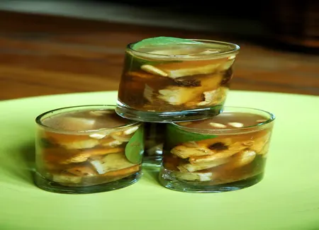 Aspic au poulet, artichaut et basilic de jacqueline