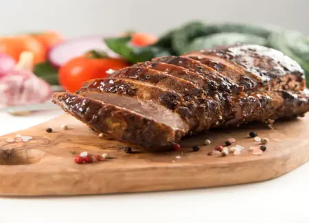 Rôti de porc caramélisé aux échalotes