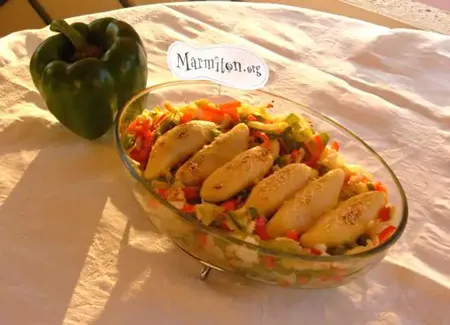 Quenelles gratinées poivrons oignons