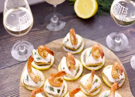 Bouchées crevettes grillées et fromage aux herbes