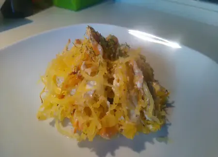 Courge spaghetti au saumon