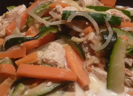 Curry de dinde carottes courgettes et soja