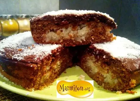 Gâteau cacao au coeur fondant de coco