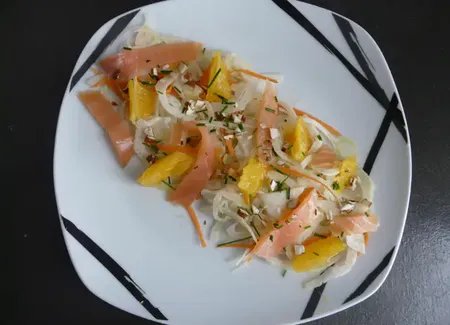 Ma salade de fenouil à l’orange et au saumon fumé