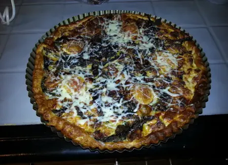 Tarte aux blettes, dinde et chèvre