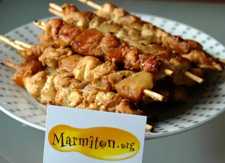 Brochettes de poulet gingembre/citron vert/ananas (73ème rencontre marmiton)