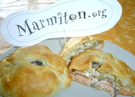 Feuilletés de saumon aux crevettes et champignons
