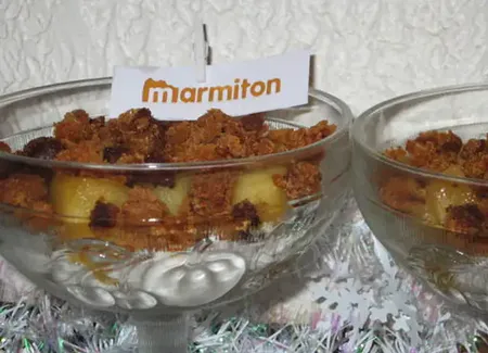 Verrine fromage blanc, pomme, pain d'épices