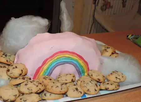 Rainbow piñata cake