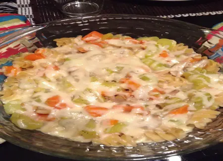 Gratin de pâtes aux trois légumes