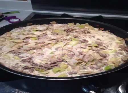 Délice de poireaux et viande hachée