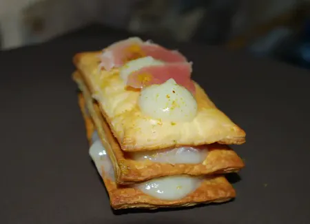 Feuilleté de chou-fleur et chiffonnade de sanglier