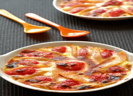 Gratin aux fraises et au melon