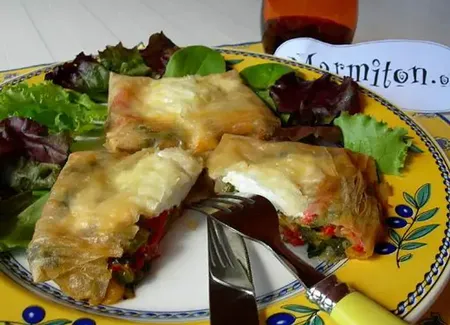 Petits paquets au poivron et fromage de chèvre