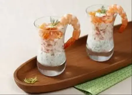 Verrines crabe, saumon, crevettes