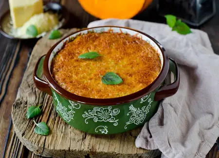 Gratin de potiron, pommes de terre et bacon