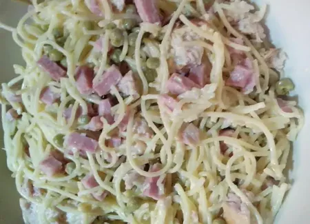 Spaghetti petits-pois jambon