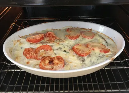 Filet de lieu aux champignons sauce vin blanc