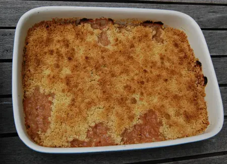 Crumble rhubarbe pommes et nutella