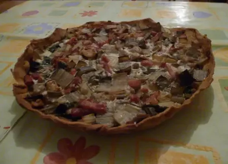 Tarte aux blettes, châtaignes et lardons