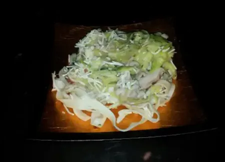 Emincés de poulet, tagliatelles et courgettes