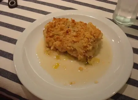 Crumble poireaux, saumon et st jacques