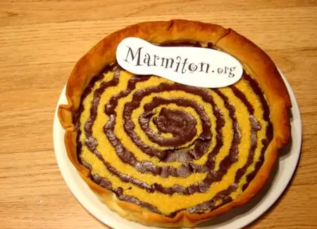 Tarte aux deux chocolats, cannelle et noix de coco